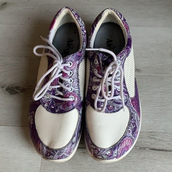 Alegria Cindi Purple Swirl Sneakers Floral 39 lace up comfort casual - Picture 3 of 11